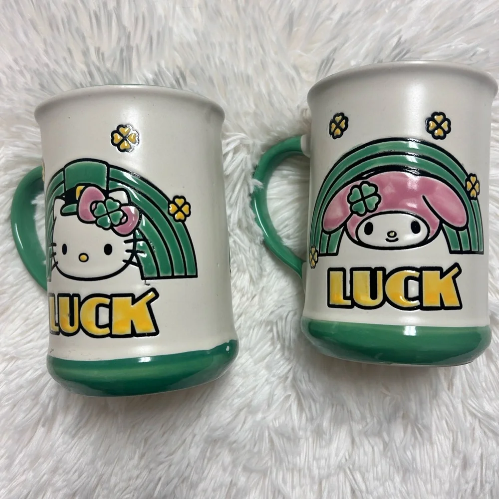 Hello Kitty Textured Luck St Patrick Mug set of two NWOT‎